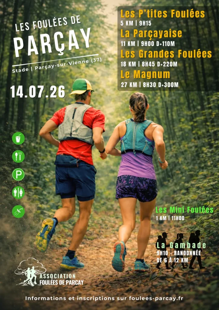 Affiche des foulées de Parçay à Parçay-sur-Vienne le 14 juillet 2026
